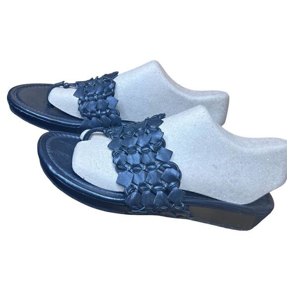 Ali MacGraw Wren Black Braided Leather Slide on Sandal NWOB Size 10 - Picture 7 of 11